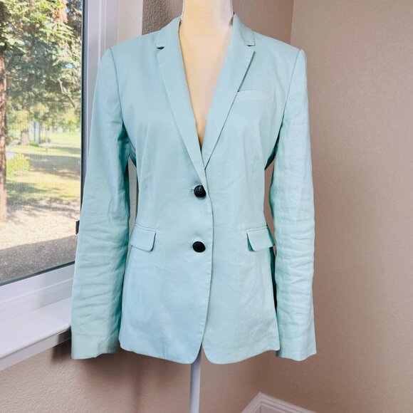 RAG & BONE Razor Blazer Womens 8 Green Linen Blend Designer Business Casual - Picture 1 of 13